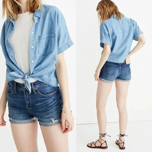 Madewell High Rise Cutoff Denim Shorts Glenoaks Wash Blue Jean Shorts 25